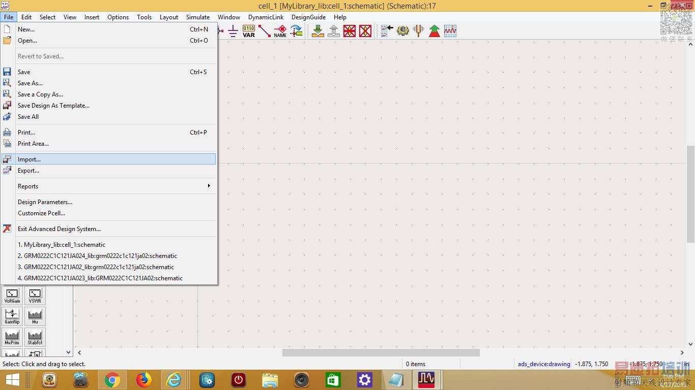 I am trying to import a spice file netlist from Murata into ADS; not