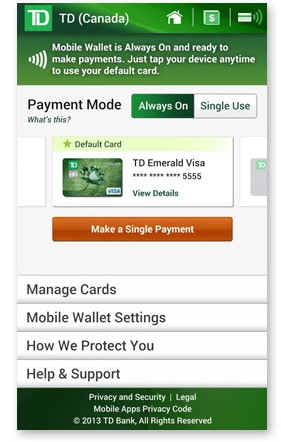 TD Canada Trust�ɼ��ô��׼��ṩNFC�ƶ�֧��������