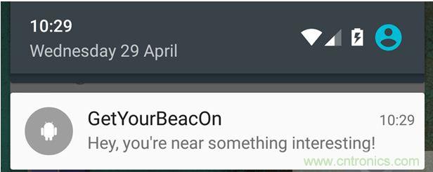 图10 – 安卓系统通知,提示附近发现Beacon