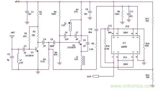 一款低成本的超再生无线电接收电路图设计