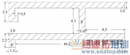 ͼ2 WLAN���߾���ṹ���ߴ磨��λ��mm��