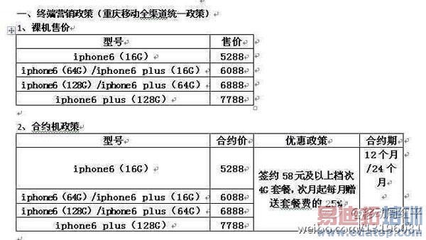 �й��ƶ���iPhone 6��Լ�ع⣺5288Ԫ��