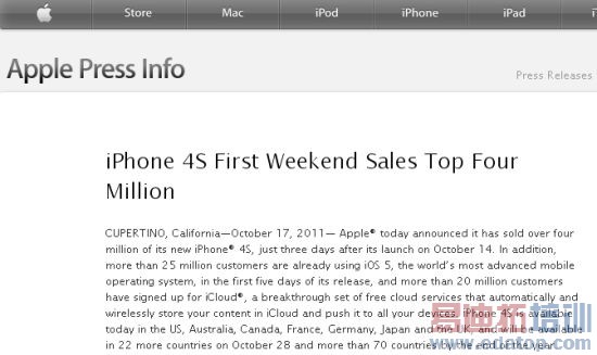 ƻ������iPhone 4S������������ͻ��400��[ͼ]