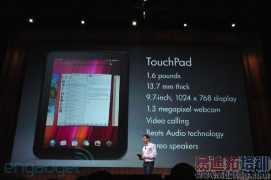 ����TouchPadƽ���Ƚ�Ϊ13���ף�����1024 x 768�ֱ���9.7Ӣ����ʾ����֧����Ƶͨ����Beats����������֧��Wi-Fi���������洢����Ϊ16G��32G��