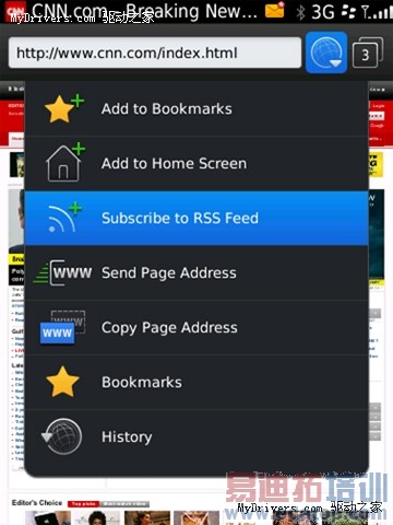 黑莓OS 6内置WebKit内核浏览器新功能(图)