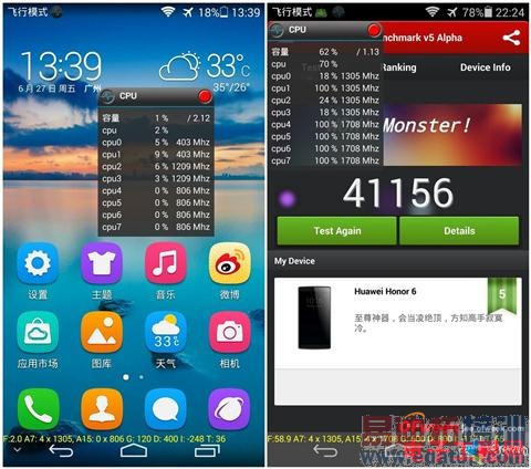 华为荣耀6/一加终极对决:海思麒麟920 PK骁龙801