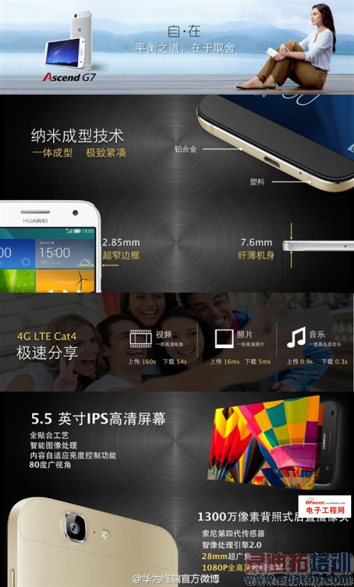 华为4G金属新机G7/蓝宝石版P7齐发布 售价直逼MX4/小米4