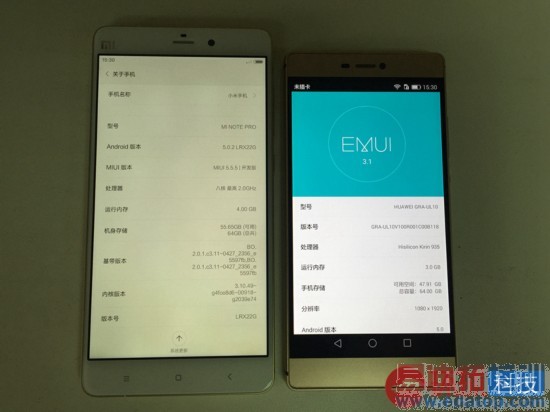 华为P8 vs小米Note顶配版对比评测:麒麟935对撞骁龙810