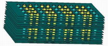 图7:FR-4电介质材料小型反焊盘建模所创建的HM-Zd连接器形状。