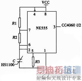����NE555��ʱ������ʪ�Ȳ�����ϵͳ��·���