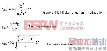 弱反相 FET 闪烁噪声