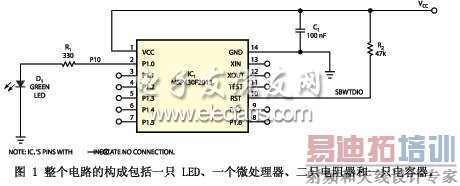 ������·�Ĺ��ɰ���һֻ LED��һ��΢����������ֻ��������һֻ������