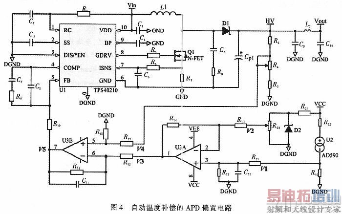 ����TPS40210��APDƫѹ�²���·���