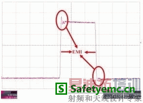 某款电感升压型背光驱动的SW引脚波形和EMI测试结果