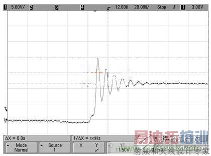 12V输入降压型开关稳压器中的典型开关节点电压尖峰和振铃