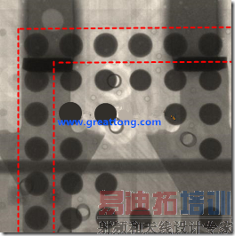 BGA����ߴ�С��0.4mm�����ý���BGA��ΧϮ������������õ�X-Ray����΢����һ�¿��Է�������Ȧ������(Բ��ֱ��)��������Χ�������ϵ��������ö�һ��㡣Ҳ������Ȧ�ĺ�ɫԲ��ֱ������Ȧ��Բ�����ô�һ��㡣