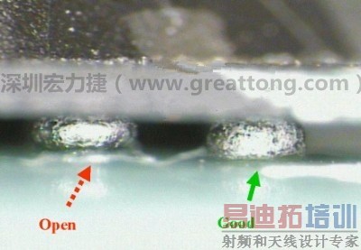 BGA锡球直径变大,表示焊锡空焊(solder skip)