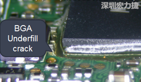 ����������Ƭ����ʾ��ʹ�����˵ײ���佺underfill������ˤ����Ƿ���BGA�������ѵ����⣬��Ϊ��Underfill�����ѿ��ˡ�