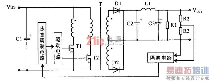 图1 双驱动推挽变换器电路原理