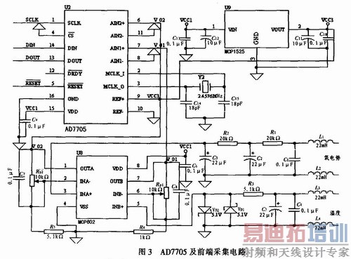 AD7705的外围电路及系统的前端采集电路