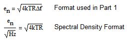 方程式 2.1:频谱密度——经修改后的热噪声方程式