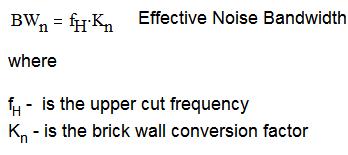 方程式 2.2:宽带区域上简单滤波器的噪声带宽