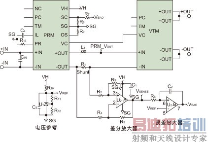 ͼ2���Ƽ��ĵ������Ƶ�·���õ�·�ɵ�ѹ�ο����������衢��ַŴ��������Ŵ�����ɡ�