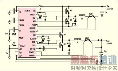ͼ1��LTC3729UH����40A��Դ��ԭ��ͼ��