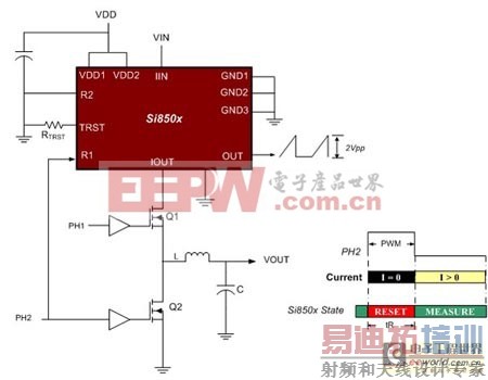 图6:同步降压转换器中的Si850x。