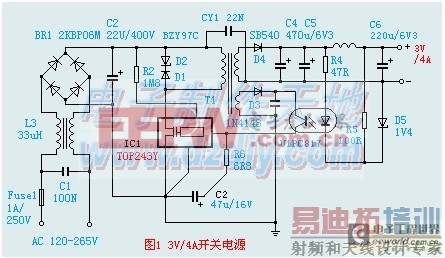 TOP243������3V/4A��Ч�ʿ�����ѹ��Դ