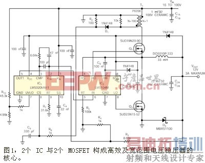 �����������Ұ뵼���LM5020�͵���ģʽPWM IC������ LM5104 ��դ��������IC2�� ���γ�һ��ͬ��������