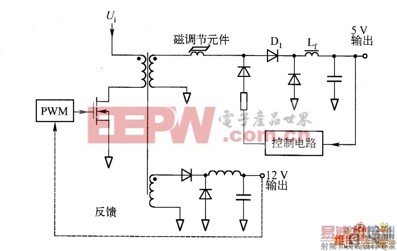 正激式开关电源5V输出磁调节器的原理图
