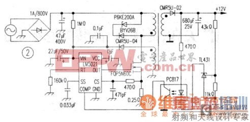 LM5021���ص�Դ���������ɵ�һ��12V��Яʽ�������·