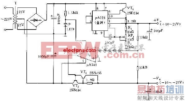 基于A723芯片的可调稳压电源电路
