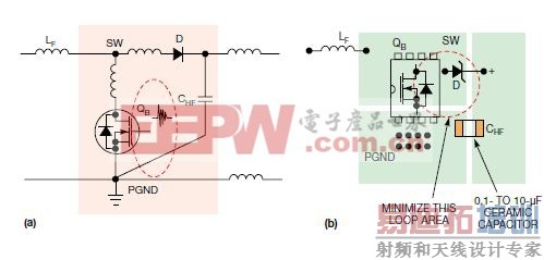 ��ѹת�����е��Ȼ�·�����PCB��У�a����Ϊ�����Ȼ�·�����������õĲ��֣�b����