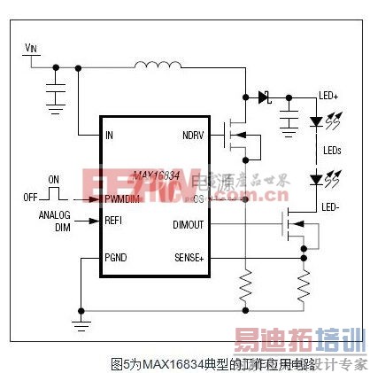 MAX16834���͵Ĺ���Ӧ�õ�·