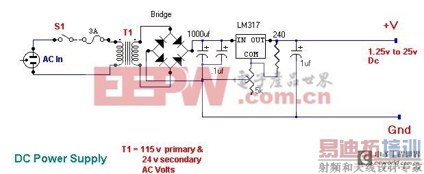 ����LM317�Ŀɱ���ѹ����Դ