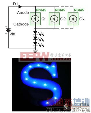 图4:NSI45显示屏和广告牌文字电路应用示例