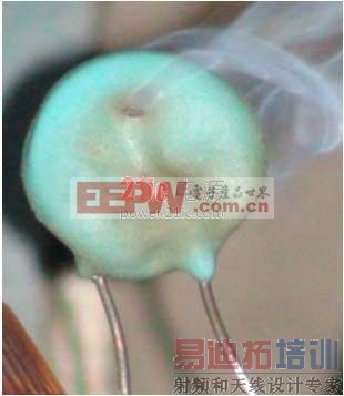 图2:MOV14D471 在600V*500mA 电流试验后图