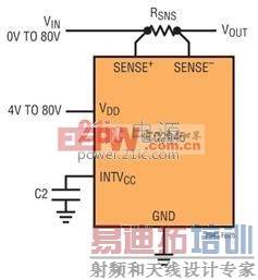 LTC2945 从一个宽范围辅助电源获得电源