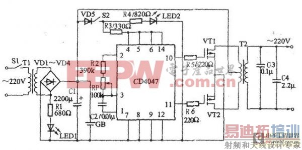 һ�����CD4047������Դ��·��Ʒ�����ʵ��