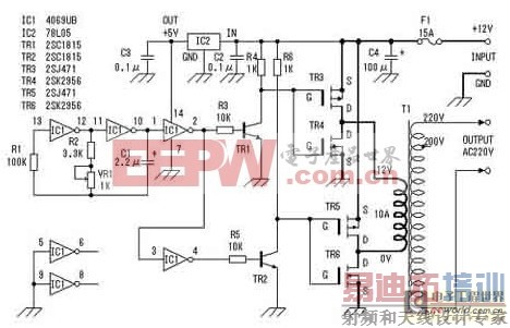 由MOS管、变压器构成的DC-AC逆变器工作原理