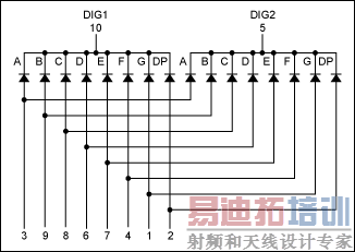 Figure 1. Internal configuration of a dual-digit LED module.
