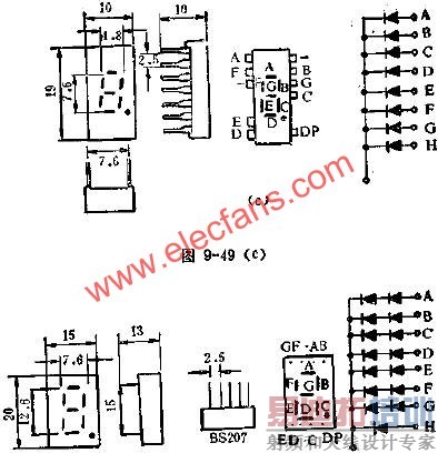 LED����ܵĹܽ����������е�·ͼ  www.elecfans.com