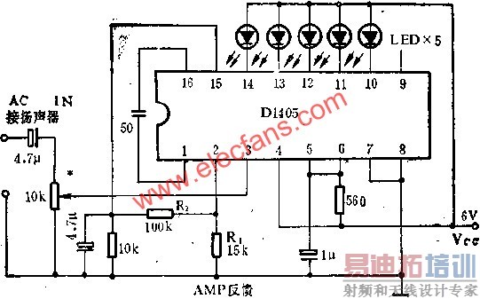 D1405��ƽָʾ������·������������Ӧ�õ�·ͼ  www.elecfans.com