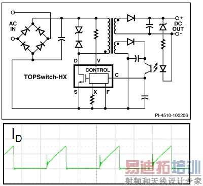 图5:使用TOPSwitch-HX的标准反激式电路。(电子系统设计)
