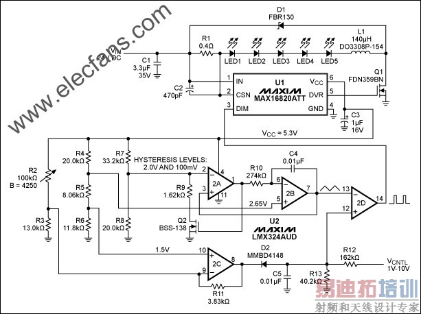 PWM直流电压控制的高亮度LED调光 www.elecfans.com