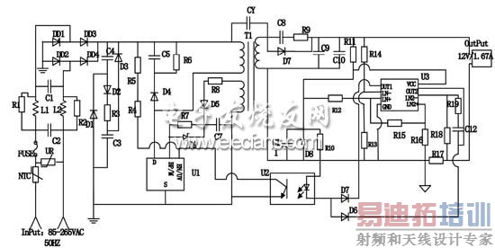 ����˫�������Ĵ���LED������Դ�����·ͼ